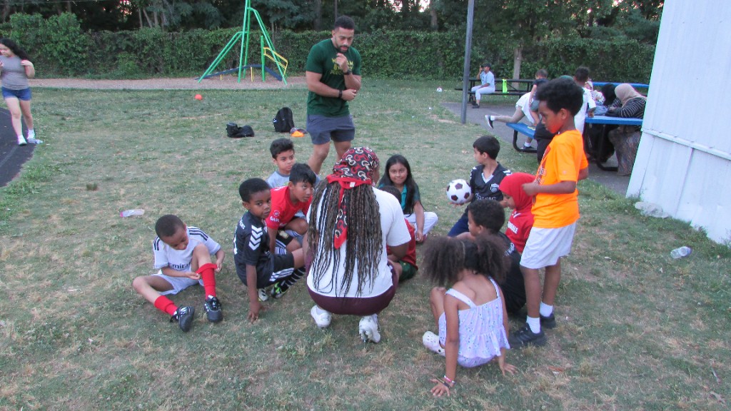 Active training session with SOS youth players