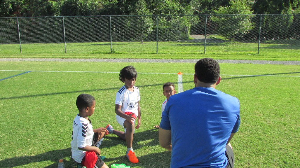 Young players gathered for team instructions