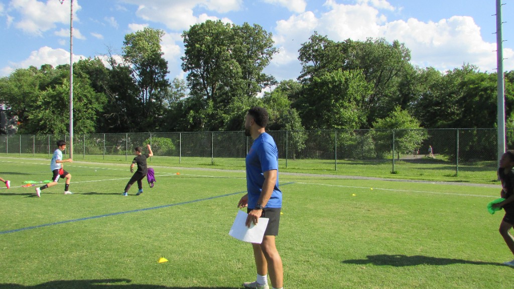 Active training on the grass field