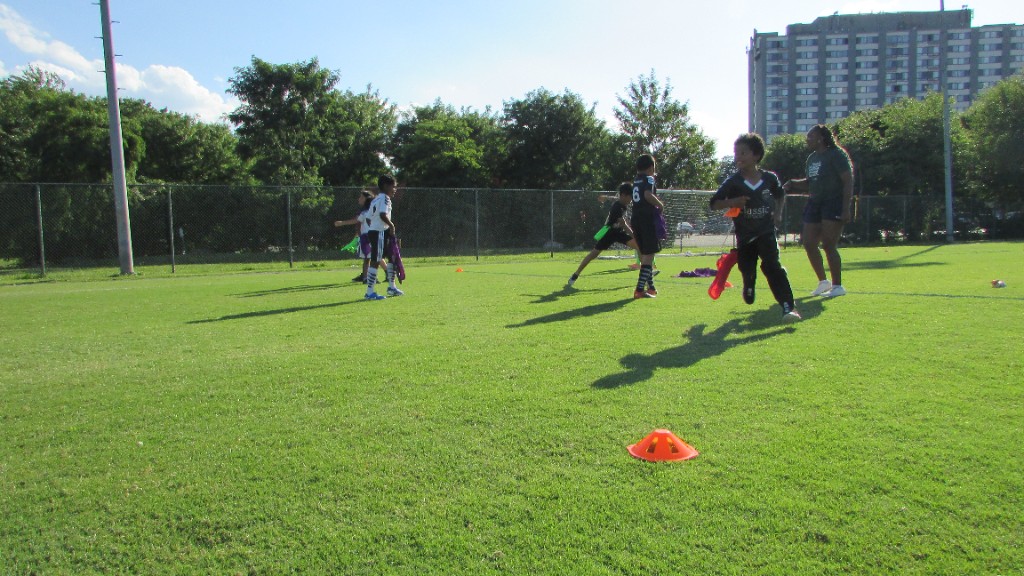 Youth athletes during SOS community program