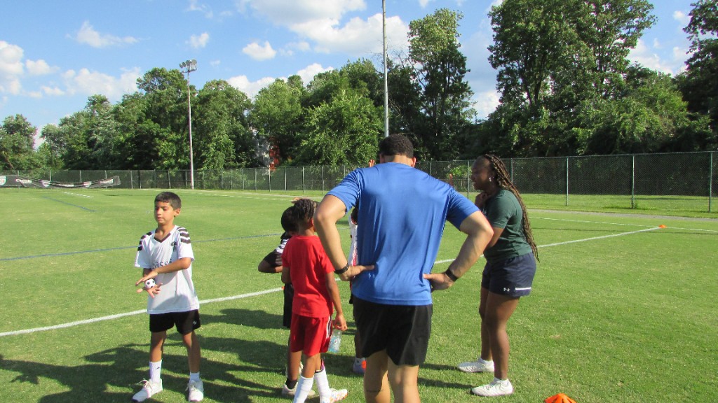 Community sports gathering with SOS youth