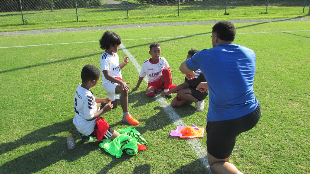 Youth soccer moment with SOS mentors